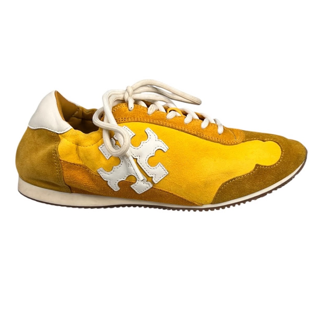 Tory Burch New Sneaker Goldfinch Golden Rod Suede With White Logo Size 6 Shoes
